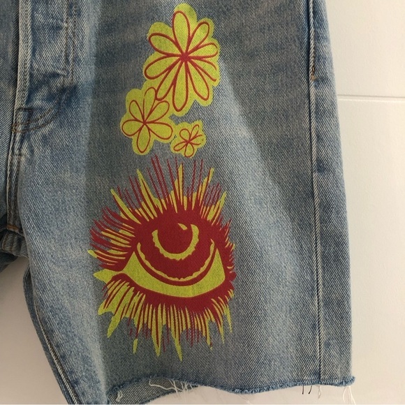 NWT Men’s Levi’s Premium 501 ‘93 Denim Shorts Retro 90’s Look Graphics Size 33 - Picture 4 of 11